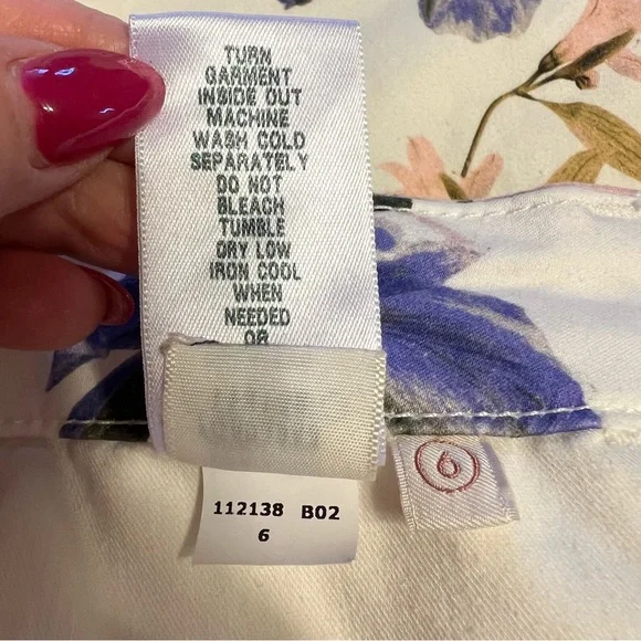 JEN7 by Seven For All Mankind Floral Cropped Skinny Jeans Sz 6 - Picture 7 of 12